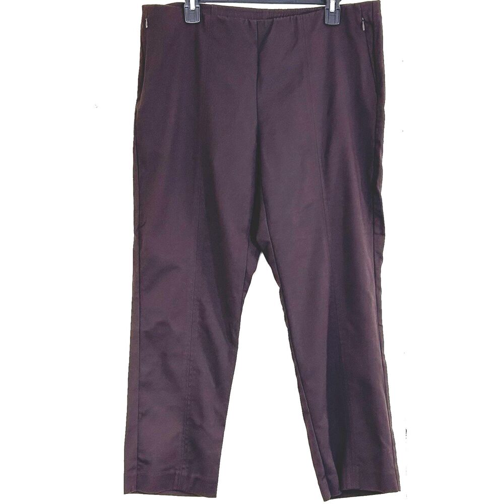 J. Jill Women's Petites Ponte Pants Size 14 Slim Leg Ankle Pants Brown Mid Rise